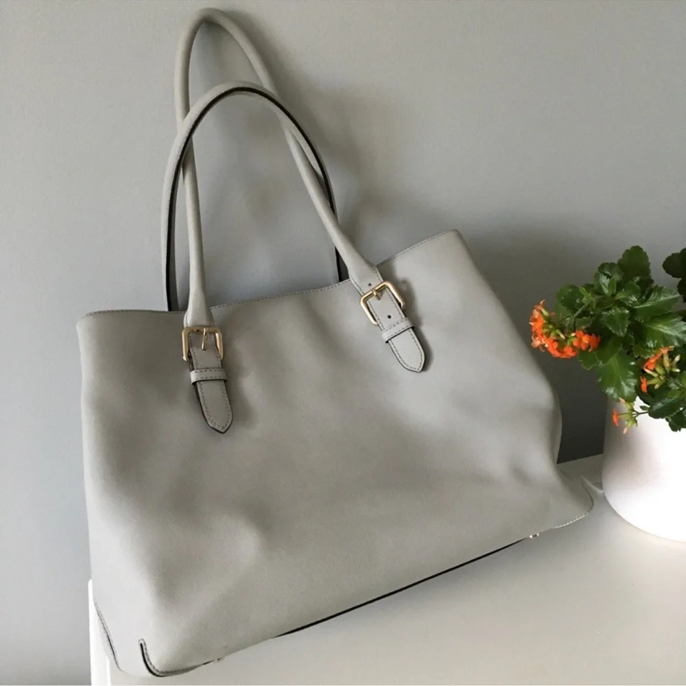 Kate Spade Cove Street Ariel Cliff Grey Silver Trim Tote Bag - Picture 2 of 12
